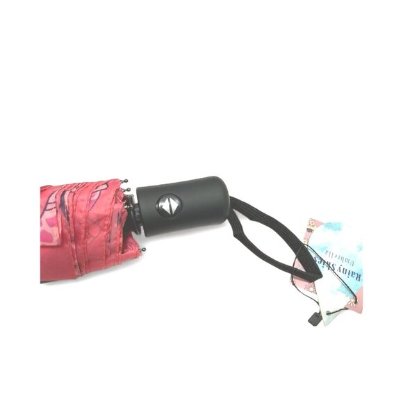 Rainy Skies Womens Pink Floral and Western Printed Foldable Compact Umbrella New - Picture 5 of 8